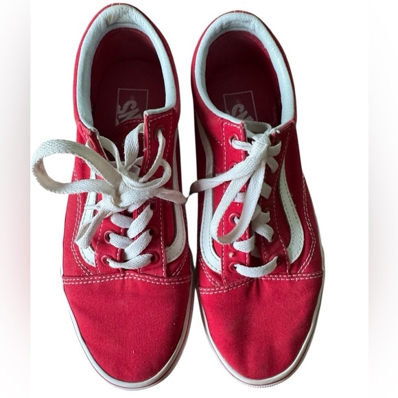 Vans Shoes - Vans Old Skool Red & White Low-Top Sneakers Size M 6 W 7.5